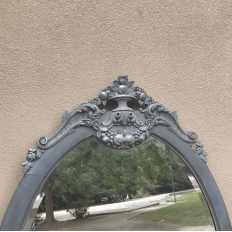 19th Century French Louis XVI Oval Painted Mirror