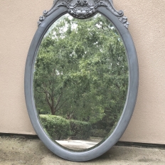 19th Century French Louis XVI Oval Painted Mirror
