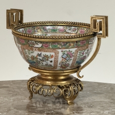 19th Century Chinese Rose Medallion Porcelain Centerpiece with French Bronze Mounts