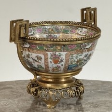 19th Century Chinese Rose Medallion Porcelain Centerpiece with French Bronze Mounts