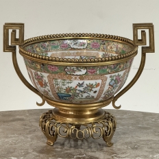 19th Century Chinese Rose Medallion Porcelain Centerpiece with French Bronze Mounts