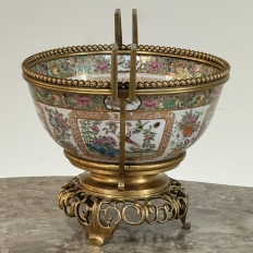 19th Century Chinese Rose Medallion Porcelain Centerpiece with French Bronze Mounts