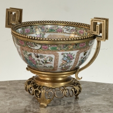 19th Century Chinese Rose Medallion Porcelain Centerpiece with French Bronze Mounts