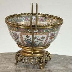 19th Century Chinese Rose Medallion Porcelain Centerpiece with French Bronze Mounts