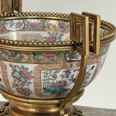 19th Century Chinese Rose Medallion Porcelain Centerpiece with French Bronze Mounts