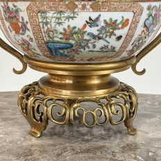 19th Century Chinese Rose Medallion Porcelain Centerpiece with French Bronze Mounts