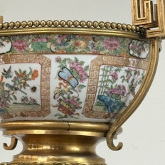 19th Century Chinese Rose Medallion Porcelain Centerpiece with French Bronze Mounts