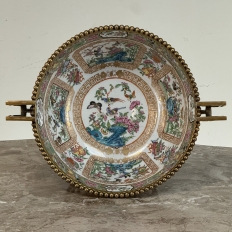 19th Century Chinese Rose Medallion Porcelain Centerpiece with French Bronze Mounts