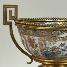 19th Century Chinese Rose Medallion Porcelain Centerpiece with French Bronze Mounts