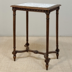 19th Century French Louis XVI Style Oak End Table with Carrara Marble