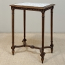 19th Century French Louis XVI Style Oak End Table with Carrara Marble