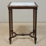 19th Century French Louis XVI Style Oak End Table with Carrara Marble