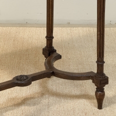 19th Century French Louis XVI Style Oak End Table with Carrara Marble