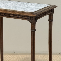19th Century French Louis XVI Style Oak End Table with Carrara Marble