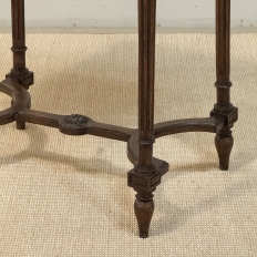 19th Century French Louis XVI Style Oak End Table with Carrara Marble