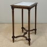 19th Century French Louis XVI Style Oak End Table with Carrara Marble