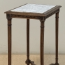 19th Century French Louis XVI Style Oak End Table with Carrara Marble