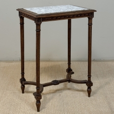 19th Century French Louis XVI Style Oak End Table with Carrara Marble