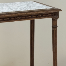19th Century French Louis XVI Style Oak End Table with Carrara Marble