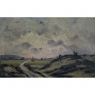 Framed Oil Painting on Canvas by Désiré Merny (1865–1947) 'Country Road at Dusk'