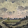 Framed Oil Painting on Canvas by Désiré Merny (1865–1947) 'Country Road at Dusk'
