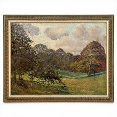 Framed Pastoral Oil Painting on Canvas by L&eacute;on Dardenne (1865&ndash;1912), dated 1897