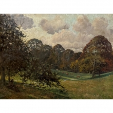 Framed Pastoral Oil Painting on Canvas by Léon Dardenne (1865–1912), dated 1897