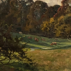Framed Pastoral Oil Painting on Canvas by Léon Dardenne (1865–1912), dated 1897