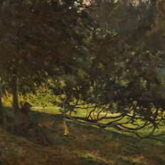 Framed Pastoral Oil Painting on Canvas by Léon Dardenne (1865–1912), dated 1897
