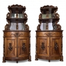Pair 19th Century French Napoleon III Period Corner Cabinets ~ Vaisseliers