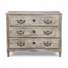 18th Century Country French Whitewashed Commode with Bronze Hardware