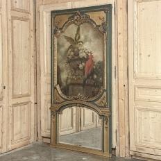 Monumental 19th Century Hand-Painted French Beaux-Arts Chateau Trumeau with Parrots
