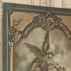 Monumental 19th Century Hand-Painted French Beaux-Arts Chateau Trumeau with Parrots