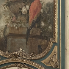 Monumental 19th Century Hand-Painted French Beaux-Arts Chateau Trumeau with Parrots