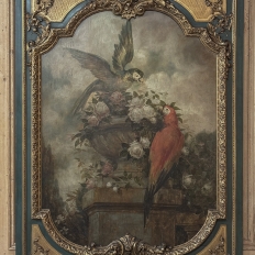 Monumental 19th Century Hand-Painted French Beaux-Arts Chateau Trumeau with Parrots