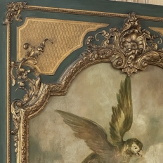 Monumental 19th Century Hand-Painted French Beaux-Arts Chateau Trumeau with Parrots