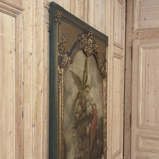 Monumental 19th Century Hand-Painted French Beaux-Arts Chateau Trumeau with Parrots