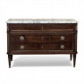 Mid-Century French Mahogany Commode with Carrara Marble Top in Louis XVI Style