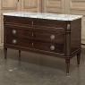 Mid-Century French Mahogany Commode with Carrara Marble Top in Louis XVI Style