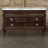 Mid-Century French Mahogany Commode with Carrara Marble Top in Louis XVI Style