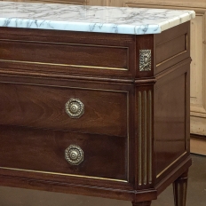 Mid-Century French Mahogany Commode with Carrara Marble Top in Louis XVI Style
