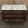 Mid-Century French Mahogany Commode with Carrara Marble Top in Louis XVI Style