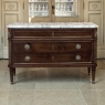 Mid-Century French Mahogany Commode with Carrara Marble Top in Louis XVI Style