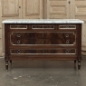 French Mahogany Louis XVI Style Commode with Carrara Marble Top