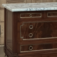 French Mahogany Louis XVI Style Commode with Carrara Marble Top