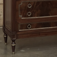 French Mahogany Louis XVI Style Commode with Carrara Marble Top
