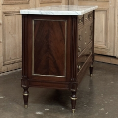 French Mahogany Louis XVI Style Commode with Carrara Marble Top