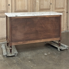 French Mahogany Louis XVI Style Commode with Carrara Marble Top