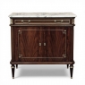 French Mahogany Louis XVI Style Two-Door Buffet with Carrara Marble Top