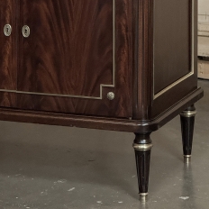 French Mahogany Louis XVI Style Two-Door Buffet with Carrara Marble Top